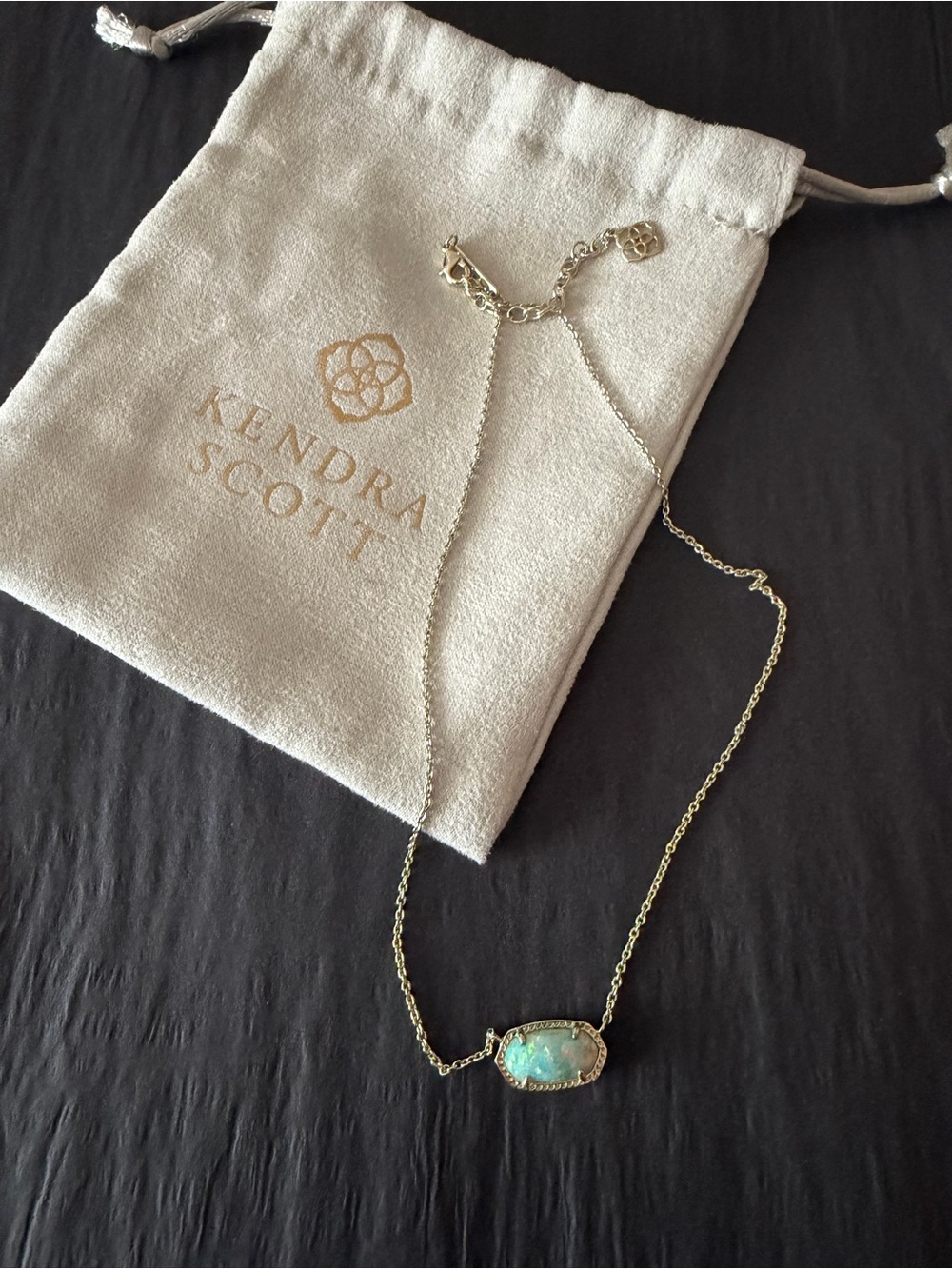 Kendra Scott Gold Necklace with Turquoise-Blue Stone